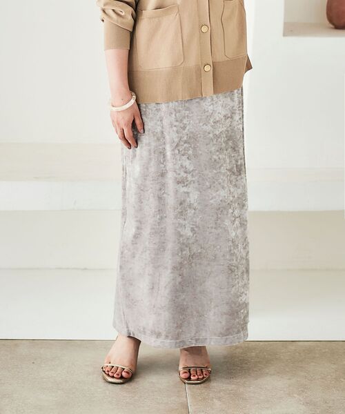 le.coeur blanc（ルクールブラン）の「クラッシュベロアIラインスカート（スカート・レディース・ブラック/ベージュ・38）」の11枚目の写真