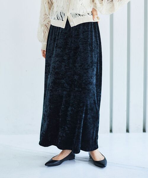 le.coeur blanc（ルクールブラン）の「クラッシュベロアIラインスカート（スカート・レディース・ブラック/ベージュ・38）」の19枚目の写真