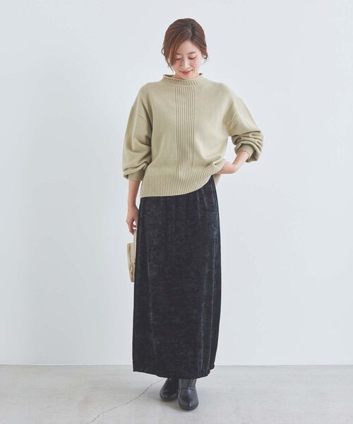 le.coeur blanc（ルクールブラン）の「クラッシュベロアIラインスカート（スカート・レディース・ブラック/ベージュ・38）」の21枚目の写真