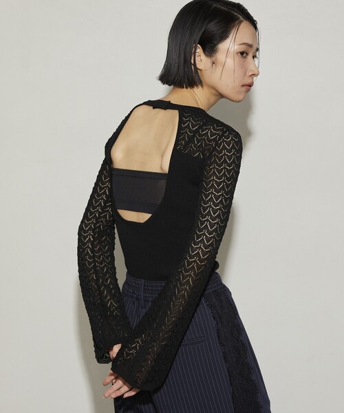 Firsthand（ファーストハンド）の「Firsthand/ファーストハンド レース編ボディスーツ（ニット/セーター・レディース・グレー/ブラック/ブラウン/レッド・ﾌﾘ-）」の7枚目の写真