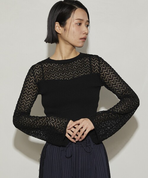 Firsthand（ファーストハンド）の「Firsthand/ファーストハンド レース編ボディスーツ（ニット/セーター・レディース・グレー/ブラック/ブラウン/レッド・ﾌﾘ-）」の9枚目の写真