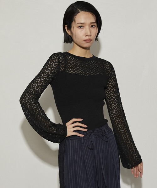 Firsthand（ファーストハンド）の「Firsthand/ファーストハンド レース編ボディスーツ（ニット/セーター・レディース・グレー/ブラック/ブラウン/レッド・ﾌﾘ-）」の10枚目の写真