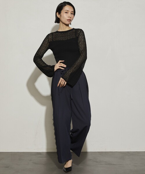 Firsthand（ファーストハンド）の「Firsthand/ファーストハンド レース編ボディスーツ（ニット/セーター・レディース・グレー/ブラック/ブラウン/レッド・ﾌﾘ-）」の15枚目の写真