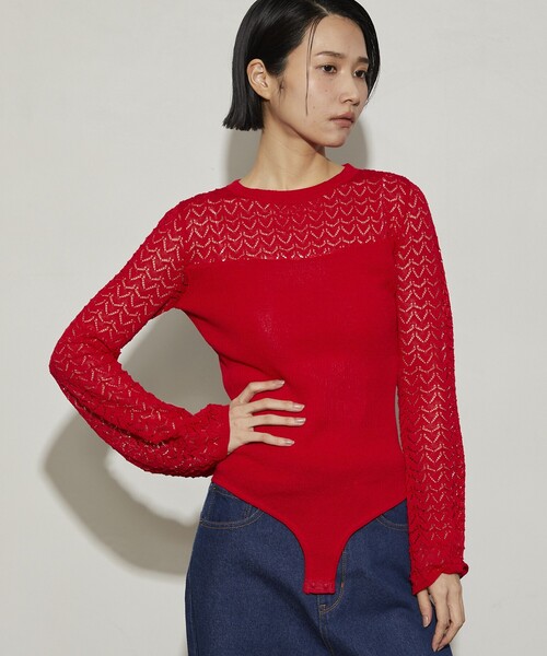 Firsthand（ファーストハンド）の「Firsthand/ファーストハンド レース編ボディスーツ（ニット/セーター・レディース・グレー/ブラック/ブラウン/レッド・ﾌﾘ-）」の21枚目の写真