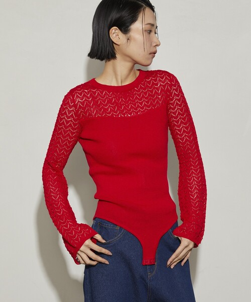 Firsthand（ファーストハンド）の「Firsthand/ファーストハンド レース編ボディスーツ（ニット/セーター・レディース・グレー/ブラック/ブラウン/レッド・ﾌﾘ-）」の22枚目の写真