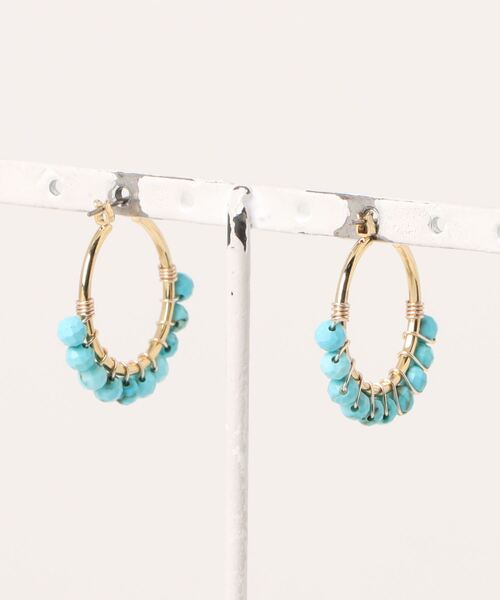 tone（トーン）の「【jebi】【jebi】天然石のフープピアス（チタンポスト）(MA)（ピアス（両耳用）・レディース・パープル/レッド/ターコイズブルー/ライトグリーン/ライトブルー/その他/ピンク・FREE）」の20枚目の写真