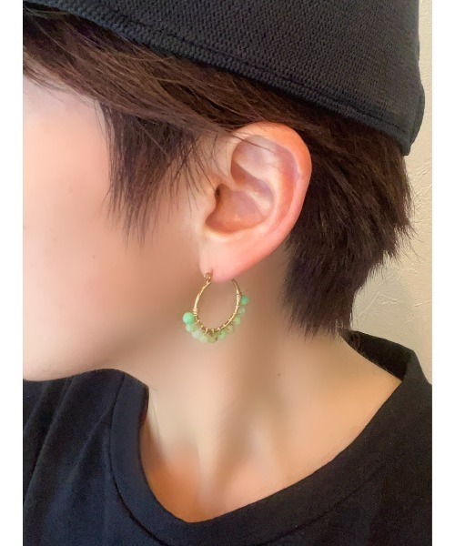 tone（トーン）の「【jebi】【jebi】天然石のフープピアス（チタンポスト）(MA)（ピアス（両耳用）・レディース・パープル/レッド/ターコイズブルー/ライトグリーン/ライトブルー/その他/ピンク・FREE）」の9枚目の写真