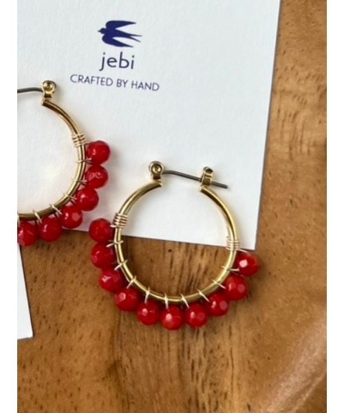 tone（トーン）の「【jebi】【jebi】天然石のフープピアス（チタンポスト）(MA)（ピアス（両耳用）・レディース・パープル/レッド/ターコイズブルー/ライトグリーン/ライトブルー/その他/ピンク・FREE）」の10枚目の写真