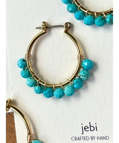tone（トーン）の「【jebi】【jebi】天然石のフープピアス（チタンポスト）(MA)（ピアス（両耳用）・レディース・パープル/レッド/ターコイズブルー/ライトグリーン/ライトブルー/その他/ピンク・FREE）」の11枚目の写真