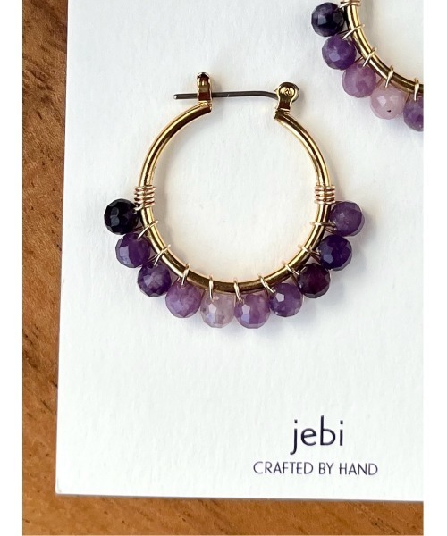 tone（トーン）の「【jebi】【jebi】天然石のフープピアス（チタンポスト）(MA)（ピアス（両耳用）・レディース・パープル/レッド/ターコイズブルー/ライトグリーン/ライトブルー/その他/ピンク・FREE）」の13枚目の写真