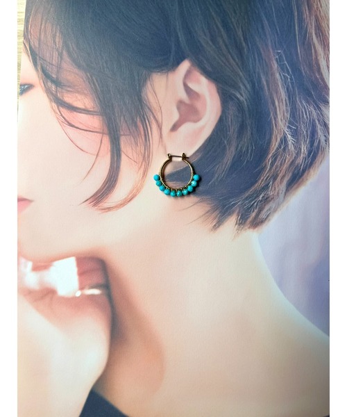 tone（トーン）の「【jebi】【jebi】天然石のフープピアス（チタンポスト）(MA)（ピアス（両耳用）・レディース・パープル/レッド/ターコイズブルー/ライトグリーン/ライトブルー/その他/ピンク・FREE）」の16枚目の写真
