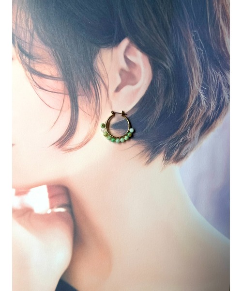 tone（トーン）の「【jebi】【jebi】天然石のフープピアス（チタンポスト）(MA)（ピアス（両耳用）・レディース・パープル/レッド/ターコイズブルー/ライトグリーン/ライトブルー/その他/ピンク・FREE）」の17枚目の写真