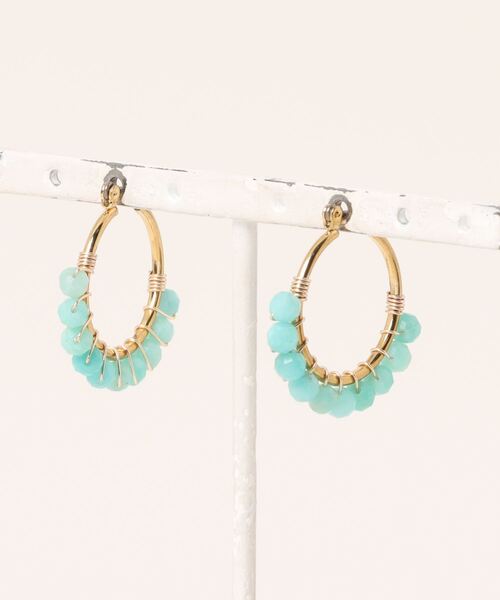 tone（トーン）の「【jebi】【jebi】天然石のフープピアス（チタンポスト）(MA)（ピアス（両耳用）・レディース・パープル/レッド/ターコイズブルー/ライトグリーン/ライトブルー/その他/ピンク・FREE）」の21枚目の写真