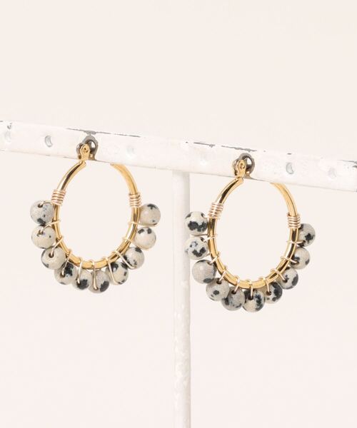 tone（トーン）の「【jebi】【jebi】天然石のフープピアス（チタンポスト）(MA)（ピアス（両耳用）・レディース・パープル/レッド/ターコイズブルー/ライトグリーン/ライトブルー/その他/ピンク・FREE）」の22枚目の写真