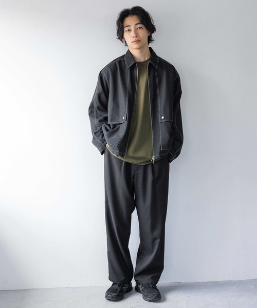 LOWRYS FARM（ローリーズファーム）の「ＴＲトップステッチブルゾン 116878（ブルゾン・メンズ・ベージュ/ブラック/グレー・MEDIUM/LARGE）」の4枚目の写真