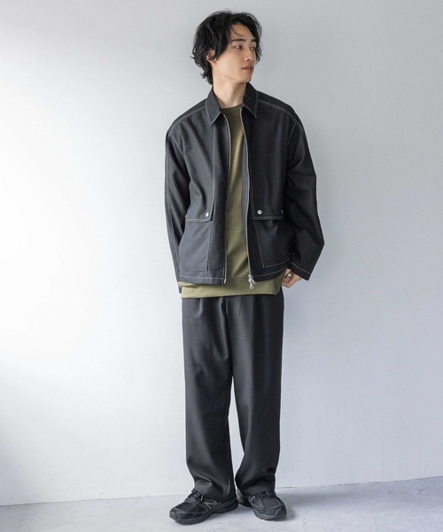 LOWRYS FARM（ローリーズファーム）の「ＴＲトップステッチブルゾン 116878（ブルゾン・メンズ・ベージュ/ブラック/グレー・MEDIUM/LARGE）」の5枚目の写真