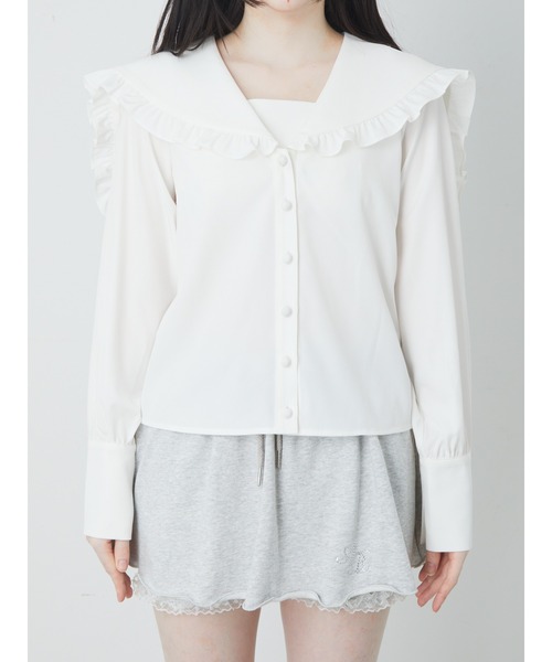 Ank Rouge(アンクルージュ)の「ローズリボンセーラーBL(シャツ/ブラウス・レディース・ホワイト/ブラック・M)」の4枚目の写真