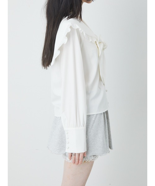 Ank Rouge(アンクルージュ)の「ローズリボンセーラーBL(シャツ/ブラウス・レディース・ホワイト/ブラック・M)」の8枚目の写真