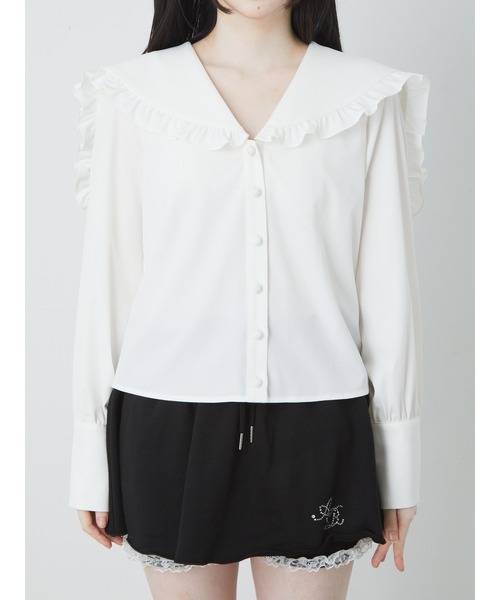 Ank Rouge(アンクルージュ)の「ローズリボンセーラーBL(シャツ/ブラウス・レディース・ホワイト/ブラック・M)」の10枚目の写真