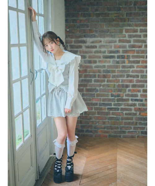 Ank Rouge(アンクルージュ)の「ローズリボンセーラーBL(シャツ/ブラウス・レディース・ホワイト/ブラック・M)」の12枚目の写真