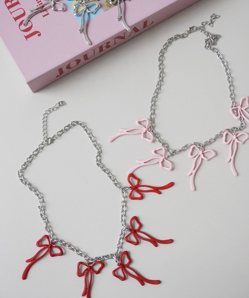 マルニ*リボン　ネックレス マルニ MARNI ネックレス ビニールx金属素材xリボン アイボリーx