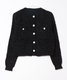 leune（ルネ）の「ツイード風ニットクロップドジャケット/ニット