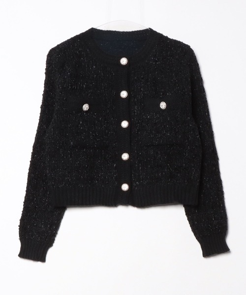 leune（ルネ）の「ツイード風ニットクロップドジャケット/ニット