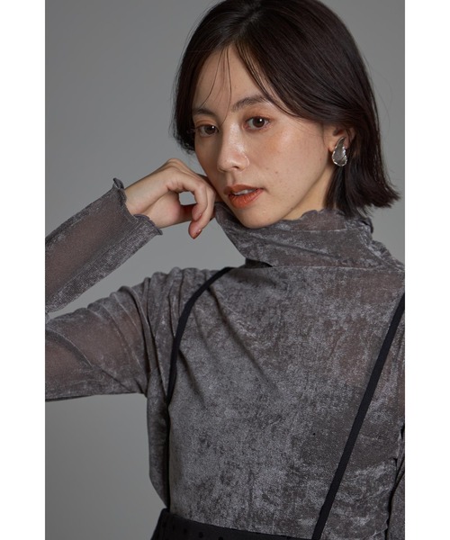 &. NOSTALGIA(アンドドットノスタルジア)の「ラメシアーベロアタートルプルオーバー(Tシャツ/カットソー・レディース・グレー/グレイッシュブルー/ブラック・M)」の16枚目の写真