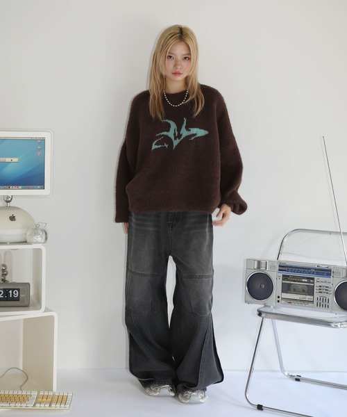 フェザーグラフィックショートニット（ニット/セーター）｜MSG