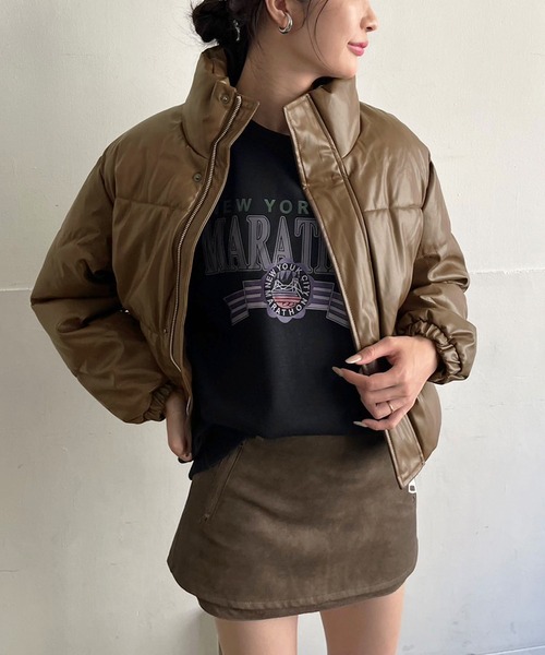 Jewelobe（ジュエローブ）の「シンセティックレザー中綿ブルゾン（ダウンジャケット/コート・レディース・オフホワイト/ブラウン/カーキ/ブラック・FREE）」の14枚目の写真