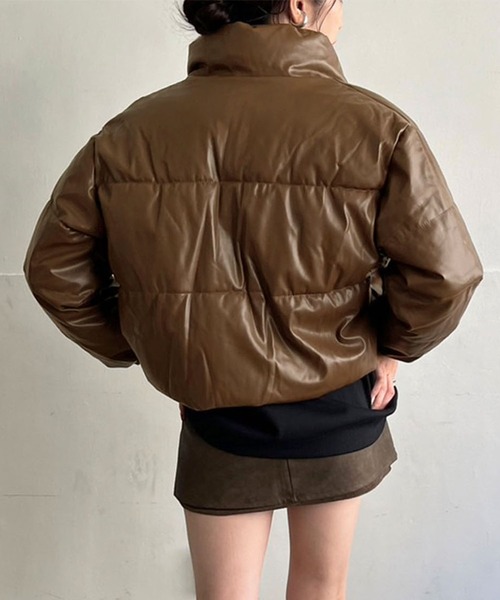 Jewelobe（ジュエローブ）の「シンセティックレザー中綿ブルゾン（ダウンジャケット/コート・レディース・オフホワイト/ブラウン/カーキ/ブラック・FREE）」の16枚目の写真