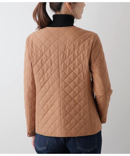 NEWYORKER（ニューヨーカー）の「ダイヤキルトノーカラージャケット（テーラードジャケット・レディース・ブラウン/ネイビー・11号/9号）」の4枚目の写真