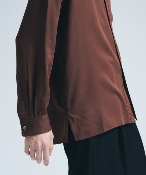 INTER FACTORY（インターファクトリー）の「レーヨンノーカラーシャツ/ Relux Fit - made in INTER FACTORY（シャツ/ブラウス・メンズ・ブラウン/サックスブルー・MEDIUM/SMALL/LARGE）」の10枚目の写真