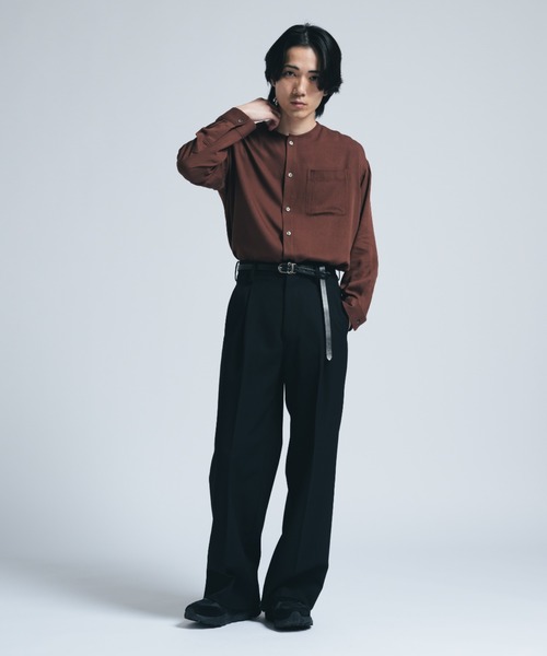 セール】レーヨンノーカラーシャツ/ Relux Fit - made in INTER