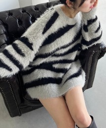 SPIRALGIRL | ゼブラ柄シャギーニット(ニット/セーター)