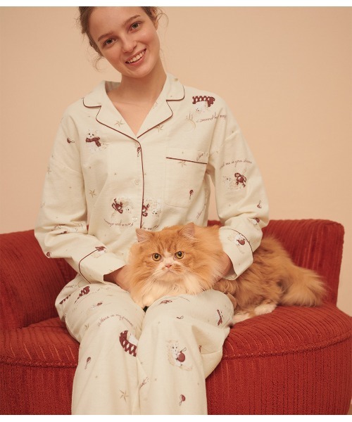 PEACH JOHN♡ キャットフランネルシャツパジャマ ピーチジョン新品 PEACH JOHN（ピーチジョン）の「フランネルキャットパジャマ（ルーム