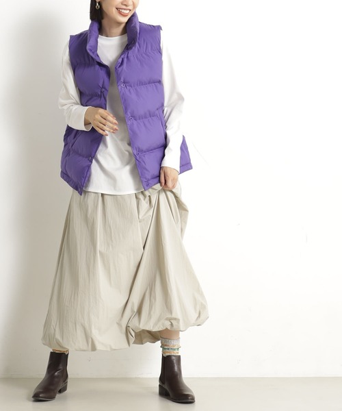 FOUND GOOD（ファウンドグッド）の「キノウナカワタベスト（ダウンベスト・レディース・ベージュ/ブラック/パープル系5・L/M/S）」の3枚目の写真