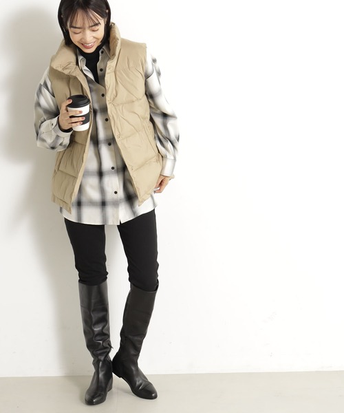 FOUND GOOD（ファウンドグッド）の「キノウナカワタベスト（ダウンベスト・レディース・ベージュ/ブラック/パープル系5・L/M/S）」の8枚目の写真