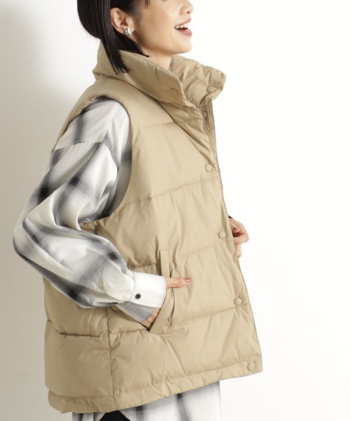 FOUND GOOD（ファウンドグッド）の「キノウナカワタベスト（ダウンベスト・レディース・ベージュ/ブラック/パープル系5・L/M/S）」の10枚目の写真