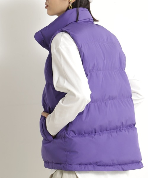 FOUND GOOD（ファウンドグッド）の「キノウナカワタベスト（ダウンベスト・レディース・ベージュ/ブラック/パープル系5・L/M/S）」の13枚目の写真