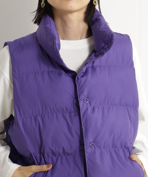 FOUND GOOD（ファウンドグッド）の「キノウナカワタベスト（ダウンベスト・レディース・ベージュ/ブラック/パープル系5・L/M/S）」の14枚目の写真