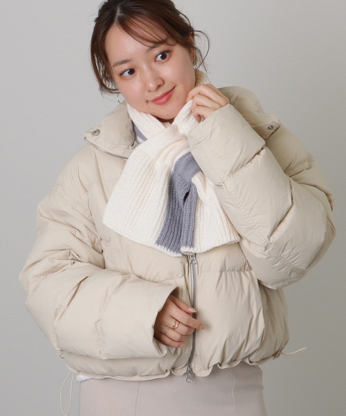 セール】バイカラー リブ ニット リボン ループ マフラー（マフラー