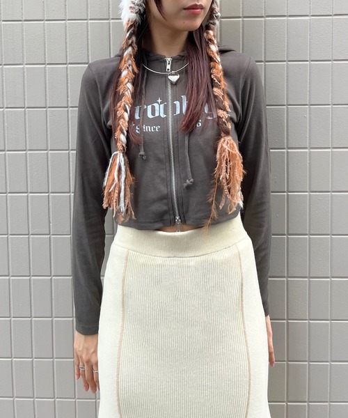 sevens(セブンズ)の「【sevens】CS BrooklynちびZIPパーカー(パーカー・レディース・アイボリー/ブラック/チャコール/ブラウン・FREE)」の6枚目の写真