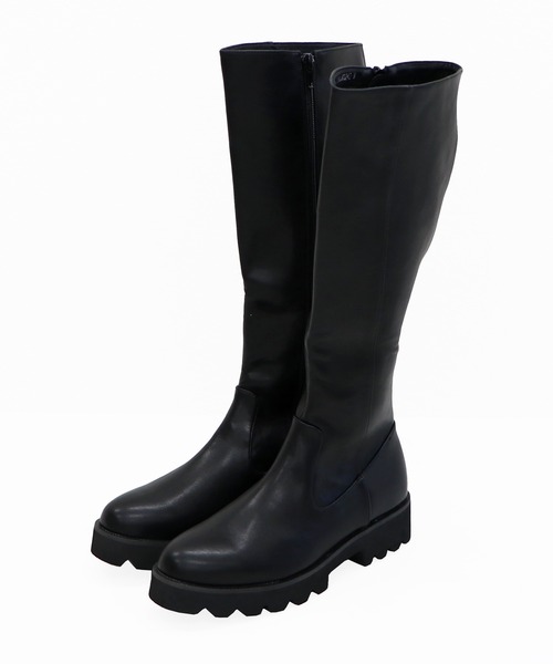 セール】＼ 厚底 細見え ／太め タンクソール ロングブーツ /31484