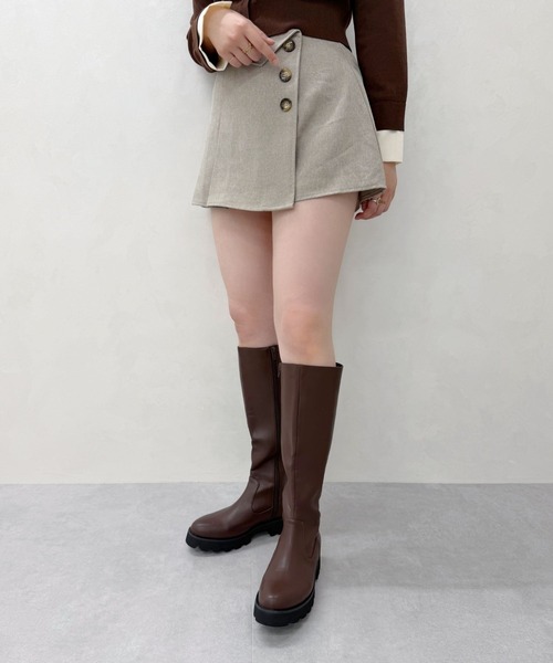 セール】＼ 厚底 細見え ／太め タンクソール ロングブーツ /31484