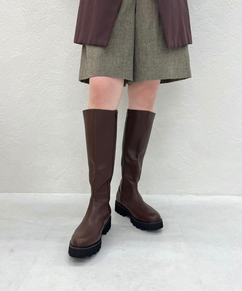 セール】＼ 厚底 細見え ／太め タンクソール ロングブーツ /31484