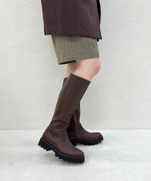セール】＼ 厚底 細見え ／太め タンクソール ロングブーツ /31484