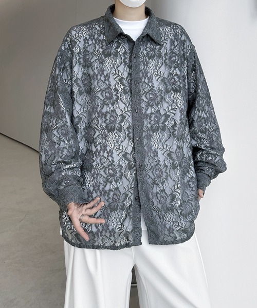 【セール】【FVLMEN】flower lace longsleeve shirt/フラワー レース ロングスリーブ シャツ（シャツ/ブラウス）｜FVLMEN（フルメン）