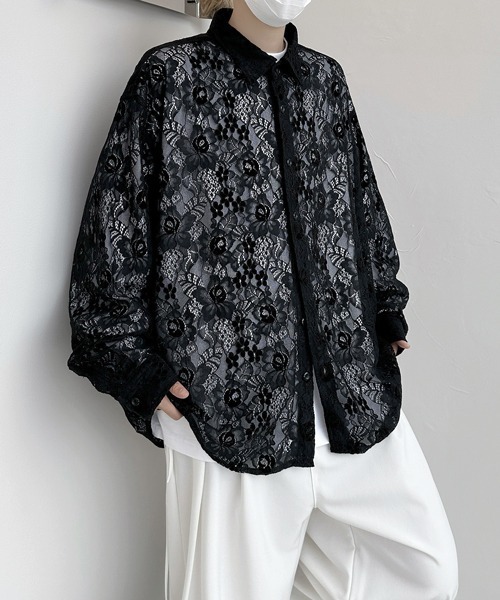 neos(ネオス)の「【FVLMEN】flower lace longsleeve shirt/フラワー レース ロングスリーブ シャツ(シャツ/ブラウス・メンズ・ブラック/グレー/ブルー/ホワイト・FREE)」の13枚目の写真