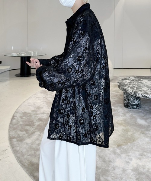 neos(ネオス)の「【FVLMEN】flower lace longsleeve shirt/フラワー レース ロングスリーブ シャツ(シャツ/ブラウス・メンズ・ブラック/グレー/ブルー/ホワイト・FREE)」の11枚目の写真